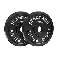 Steel Weight Plates 85LB Set - 2 Inch Center Premium Coating 2X 25Lb, 10Lb, 5Lb, and 2.5Lb for Weight Lifting Barbells