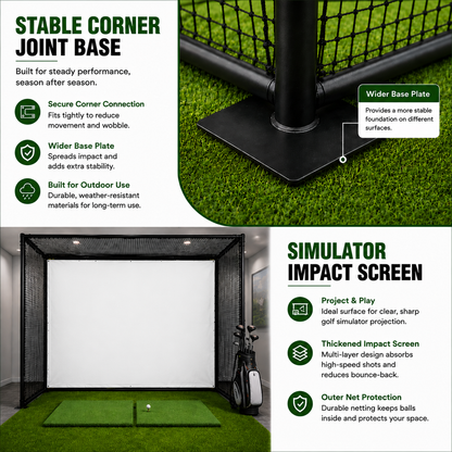 YUNIC Golf Driving Cage with Metal Frame and Simulator Impact Screen