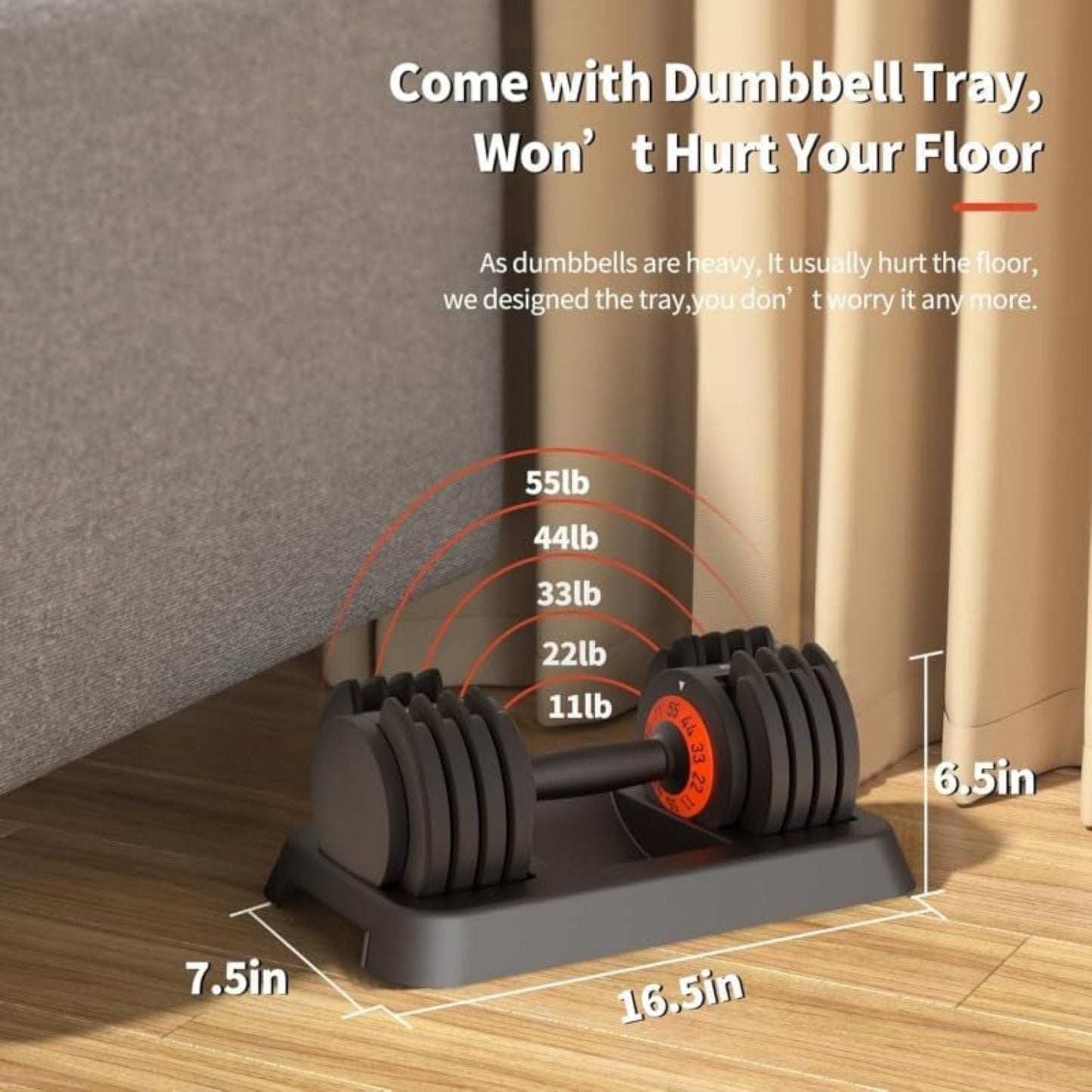 Adjustable Dumbbells 55LBS Dumbbell Set with Tray for Fitness,1-Sec Adjustable Weights Dumbbells Set,With Anti-Slip Texture Handle, Weight Set for Home Gym Suit Both Men and Women