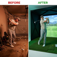 5-Minute Setup Golf Simulator Enclosure with HUB Frame, HD Impact Screen &amp; Golf Hitting Mat — Before & After