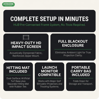 5-Minute Setup Golf Simulator Enclosure with HUB Frame, HD Impact Screen &amp; Golf Hitting Mat — Results & Stats