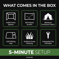 5-Minute Setup Golf Simulator Enclosure with HUB Frame, HD Impact Screen &amp; Golf Hitting Mat — Results & Stats