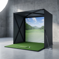 5-Minute Setup Golf Simulator Enclosure with HUB Frame, HD Impact Screen &amp; Golf Hitting Mat — Studio Shot