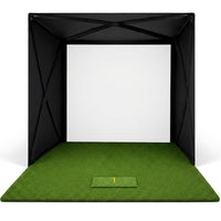 5-Minute Setup Golf Simulator Enclosure with HUB Frame, HD Impact Screen &amp; Golf Hitting Mat — Studio Shot