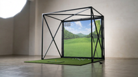 5-Minute Setup Golf Simulator Enclosure with HUB Frame, HD Impact Screen &amp; Golf Hitting Mat — Lifestyle
