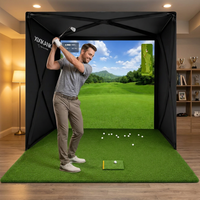 5-Minute Setup Golf Simulator Enclosure with HUB Frame, HD Impact Screen &amp; Golf Hitting Mat — Lifestyle
