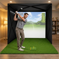 5-Minute Setup Golf Simulator Enclosure with HUB Frame, HD Impact Screen &amp; Golf Hitting Mat — Lifestyle