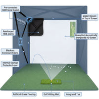 5-Minute Setup Golf Simulator Enclosure with HUB Frame, HD Impact Screen &amp; Golf Hitting Mat — How It Works