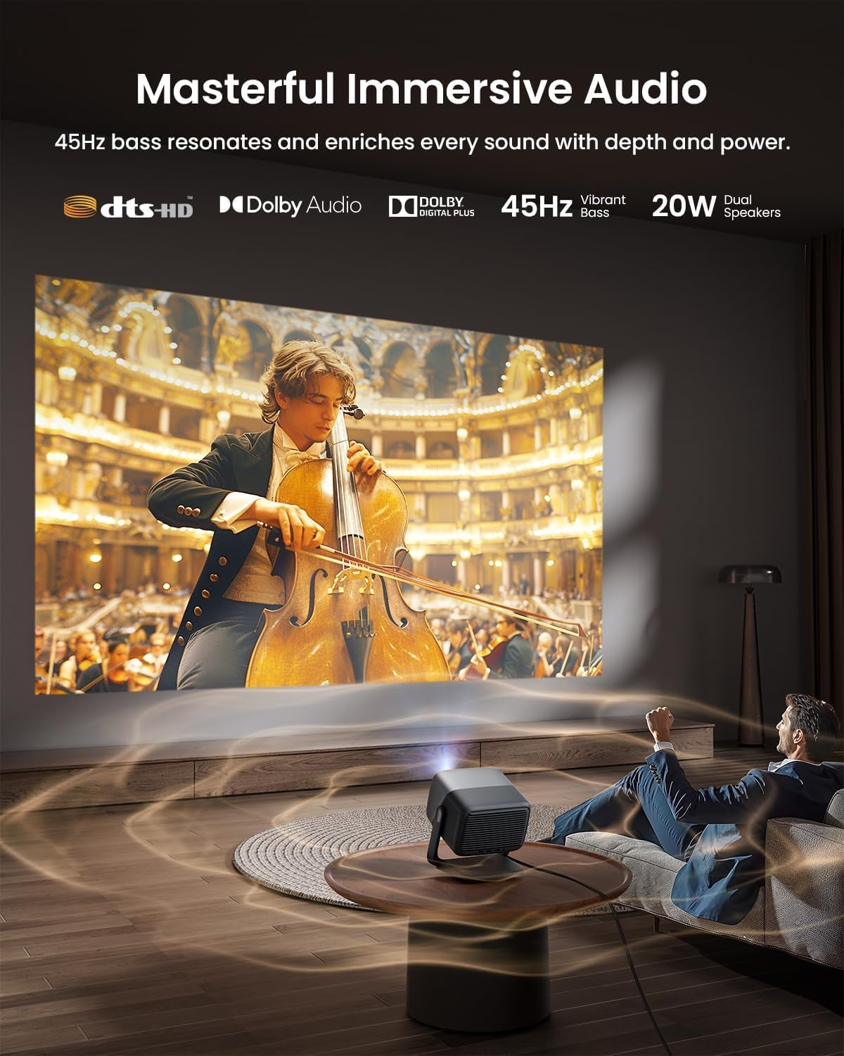 N1S Ultra 4K Triple Laser Projector with Wifi and Bluetooth, 2800 ISO Lumens, Google TV, 360° Sensorless Picture Correction, 300", HDR10, 20W Dolby Digital Plus, 3D-Active, Smart and Portable