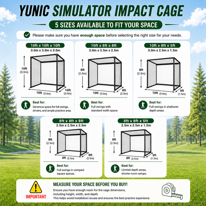 YUNIC Golf Driving Cage with Metal Frame and Simulator Impact Screen
