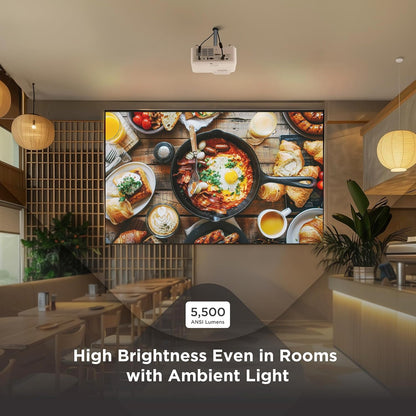 Viewsonic LS740HD 5500 Lumens 1080P Laser Projector, High Brightness for Auditoriums, 1.3X Optical Zoom, H/V Keystone, and 360-Degree Projection for Flexible Setup, HDR Support, and HDMI Inputs