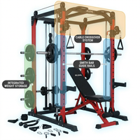 Smith Machine for Home Gym,2000Lbs Multi-Function Power Cage with Cable Crossover System, Squat Rack with Smith Bar and More Attachment — How It Works
