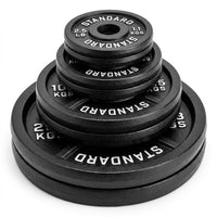 Steel Weight Plates 85LB Set - 2 Inch Center Premium Coating 2X 25Lb, 10Lb, 5Lb, and 2.5Lb for Weight Lifting Barbells — Studio Shot