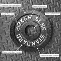 Steel Weight Plates 85LB Set - 2 Inch Center Premium Coating 2X 25Lb, 10Lb, 5Lb, and 2.5Lb for Weight Lifting Barbells