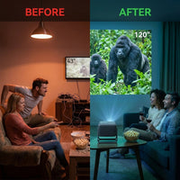 JMGO N1S 4K Portable Projector with RGB Triple Laser Optics, Google TV &amp; Intelligent Auto Adjustment — Before & After