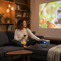 JMGO N1S 4K Portable Projector with RGB Triple Laser Optics, Google TV &amp; Intelligent Auto Adjustment — Lifestyle