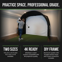KHAMPA Golf Simulator Enclosure Kit with Premium Impact Screen, Black Surrounds &amp; DIY Frame System — Results & Stats