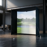 KHAMPA Golf Simulator Enclosure Kit with Premium Impact Screen, Black Surrounds &amp; DIY Frame System — Studio Shot
