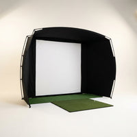 KHAMPA Golf Simulator Enclosure Kit with Premium Impact Screen, Black Surrounds &amp; DIY Frame System — Studio Shot