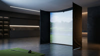 KHAMPA Golf Simulator Enclosure Kit with Premium Impact Screen, Black Surrounds &amp; DIY Frame System — Lifestyle