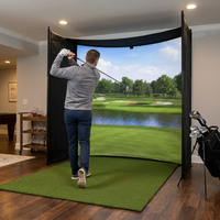 KHAMPA Golf Simulator Enclosure Kit with Premium Impact Screen, Black Surrounds &amp; DIY Frame System — Lifestyle