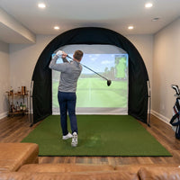 KHAMPA Golf Simulator Enclosure Kit with Premium Impact Screen, Black Surrounds &amp; DIY Frame System — Lifestyle