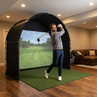 KHAMPA Golf Simulator Enclosure Kit with Premium Impact Screen, Black Surrounds &amp; DIY Frame System — Lifestyle