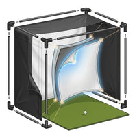 KHAMPA Golf Simulator Enclosure Kit with Premium Impact Screen, Black Surrounds &amp; DIY Frame System — How It Works