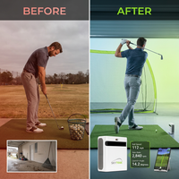SkyTrak+ Portable Golf Sim Studio with SKYTRAK+ Launch Monitor, 10x7 Net &amp; Interlocking 5x3 Golf Hitting Mat — Before & After