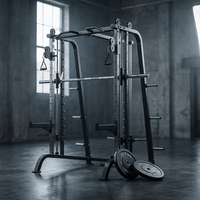 Smith Machine for Home Gym,2000Lbs Multi-Function Power Cage with Cable Crossover System, Squat Rack with Smith Bar and More Attachment — Studio Shot
