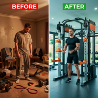 Home Gym Smith Machine Cable Crossover Weightlifting Sports Training — Before & After