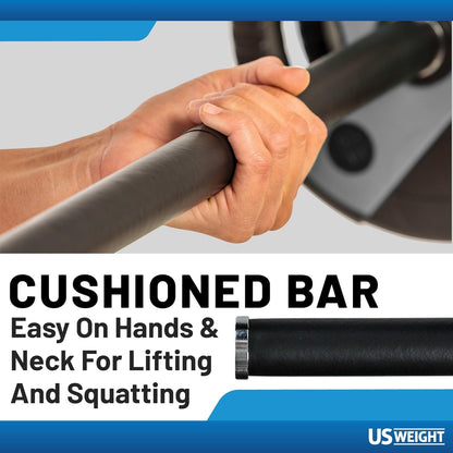 43 LB Barbell Weight Set for Home Gym with 55” Padded Bar, Adjustable Weights for Exercise, Lifting and to Build Muscle