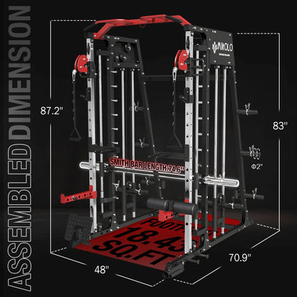 All-In-One Home Gym Power Rack with Smith Machine, Cable Crossover, and Weight Bench (2,200 Lb Capacity)